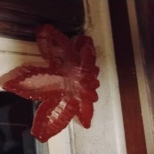 Red Leaf-Shaped Homemade Ash Tray
